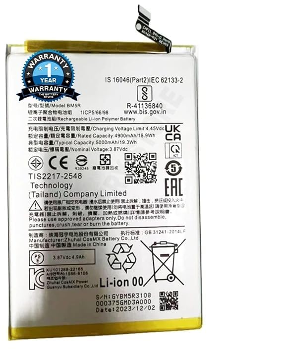 Image of THE BATTERY STORE Original BM5R Battery for Redmi 12 MZB0EYYIN 5000mAh Battery with 1 Year Warranty****(NN98)