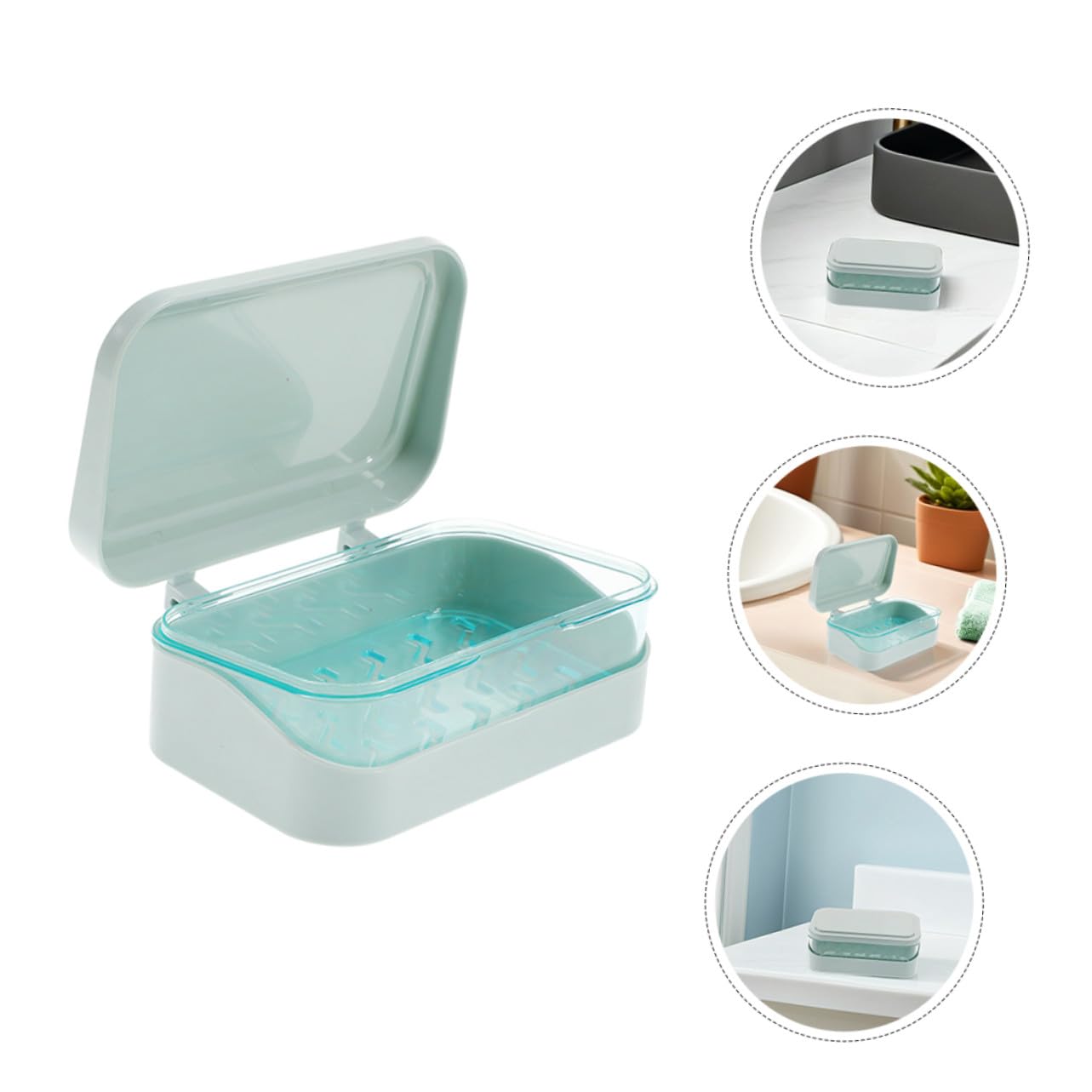 4 Piezas Jaboneras con Tapa y Doble Capa con Drenaje Portátiles y Resistentes Diseño Compacto y Autodesagüe para Baño Camping y Gimnasio de Unidades Azul