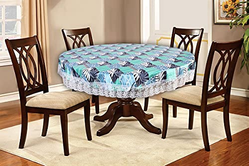 Image of The Furnishing Tree Round Shaped 4 Seater Table Cover WxL 60x60 inches with White Border lace