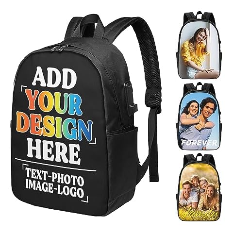 Hierceson Custom Backpack Personalized Add Your Photo Text Casual Knapsack Customized Laptop Bag for Men Women Travel Cover