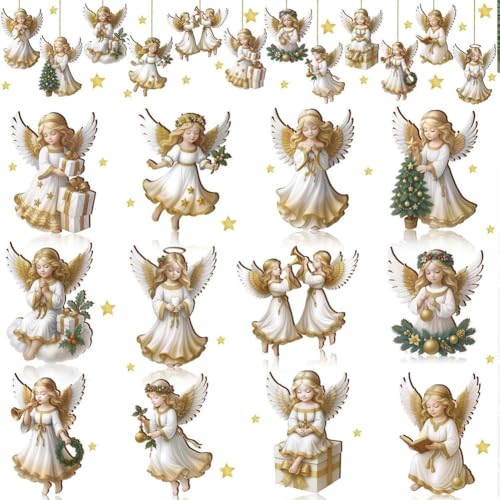 36 Stück Weihnachten Holz Engel Ornamente Retro Weiß Engel Rustikale...