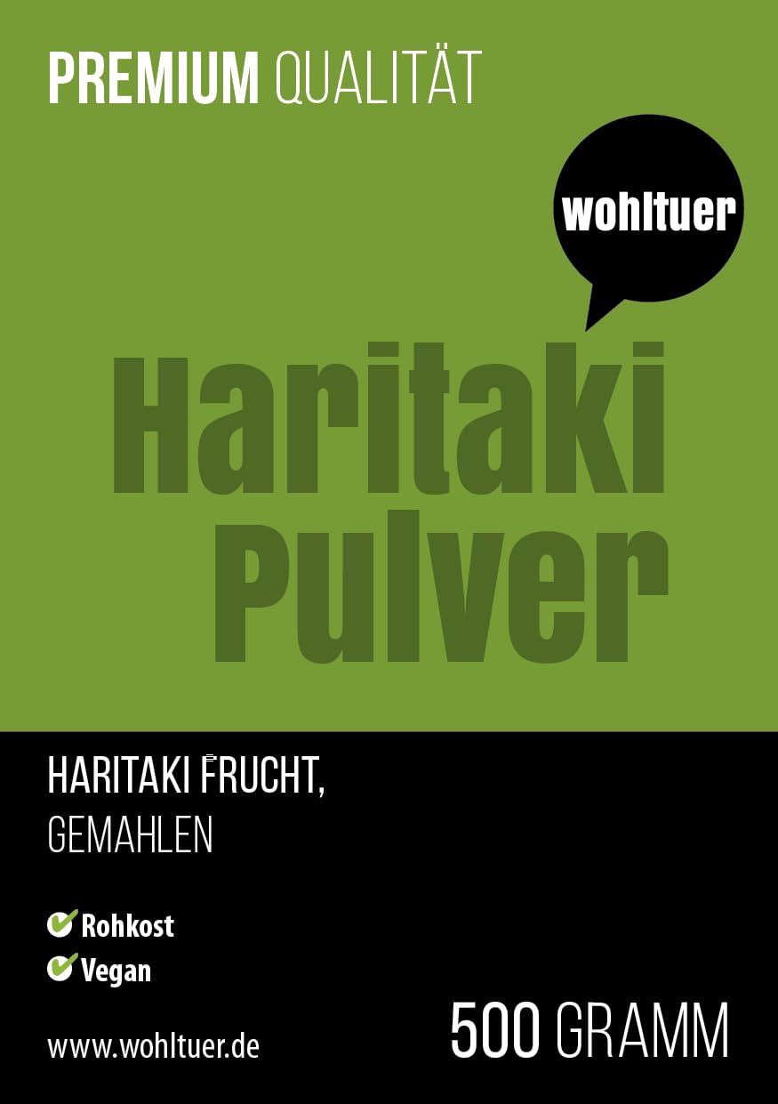 Haritaki Pulver, 500g, Ayurvedisches Nahrungsergänzungsmittel, Vegan, Laborgeprüft
