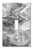 Art Plates - Single Gang Toggle Switch/Wall Plate - Grey Swirl Marble/Granite Print