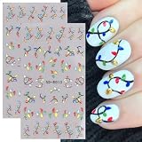 Christmas Nail Art Stickers 2PCS Christmas Light String Nail Decals 5D Embossed Nail Stickers...