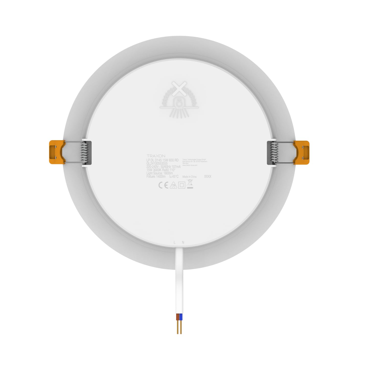 TRAXON LUXPOINT® Placa downlight LED - Filbert Circular 15W Luz Neutra 4000K 1500Lm PS techo Empotrable Driver integrado, Corte techo Ø145-150mm IP20 interior (Luz Neutra 4000K, Pack 2 und 15W)