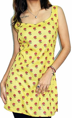 Image of JAIPUR HAND BLOCK Sleeveless Broad Neck Kurti Top S22SF