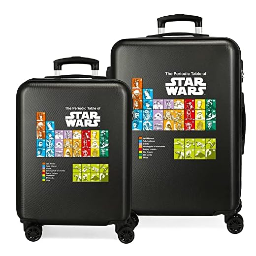 Star Wars Badges Juego de Maletas Negro 55/68 cms Rígida ABS Cierre de combinación Lateral 104 6 kgs 4 Ruedas Dobles Equipaje de Mano