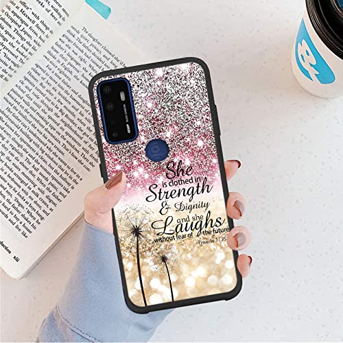 Janenfna Silicone Case For Cricket Dream 5G, At&T Radiant Max 5G / Cricket Innovate 5G, Shockproof Slim Rugged Protective Cover Case For Cricket Dream 5G, Glitter Proverbs #TOP2