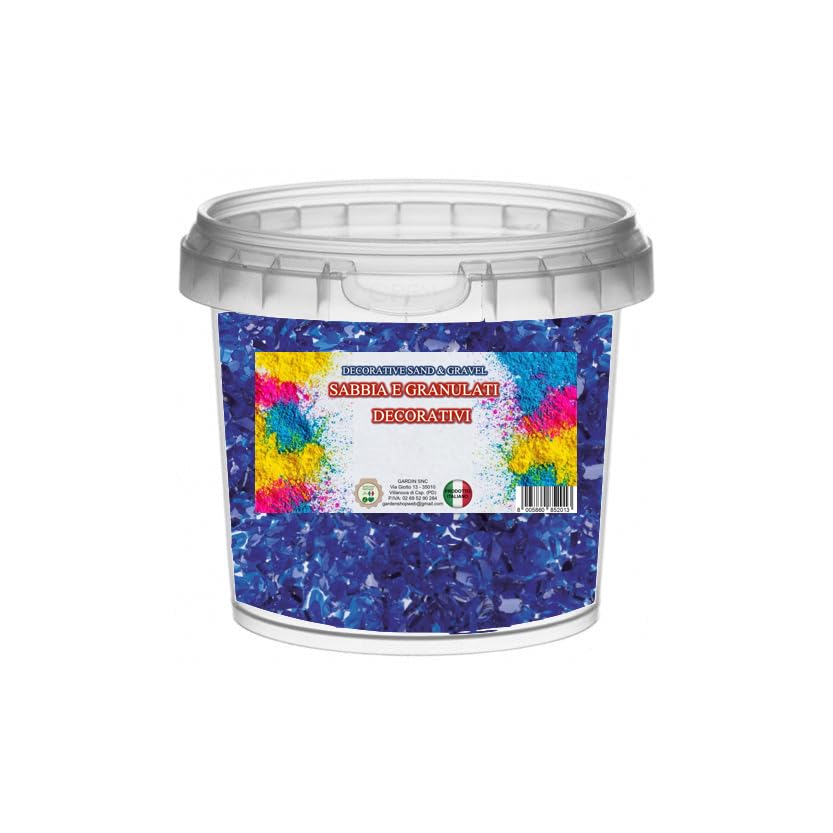 Generico Sassi Decorativi per Vasi 0,8-1,2 cm Ciottoli per Giardino Assortiti – Granulato di Marmo per Piante, Paesaggistica, Casa e Giardini - Pietre Acquario (VETRO BLU, 5 Kg)