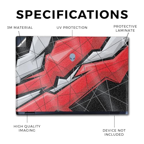 Image of Glossy Glitter Laptop Skin Compatible with Alienware M16 R2 (2024) - Polygon Grunge - Premium 3M Vinyl Protective Wrap Decal Cover - Easy to Apply | Crafted in The USA by MightySkins