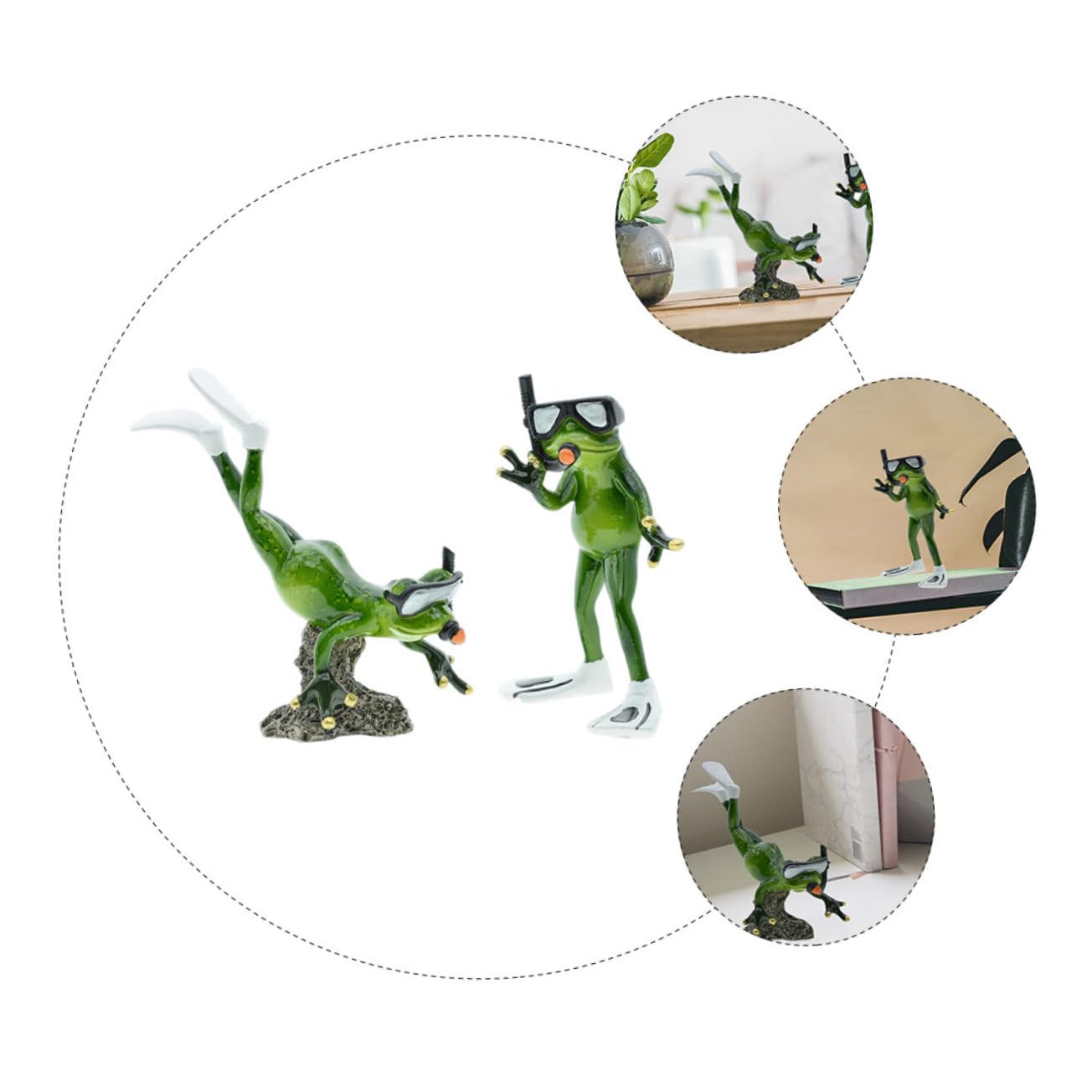 1 Paar Froschfiguren für Garten Grüne aus Kunstharz und Tischdeko