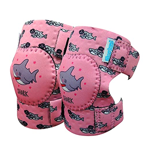 Baby Knee Pads for Crawling (2 Pairs) | Protector for Toddler, Infant, Girl, Boy, Pink Shark