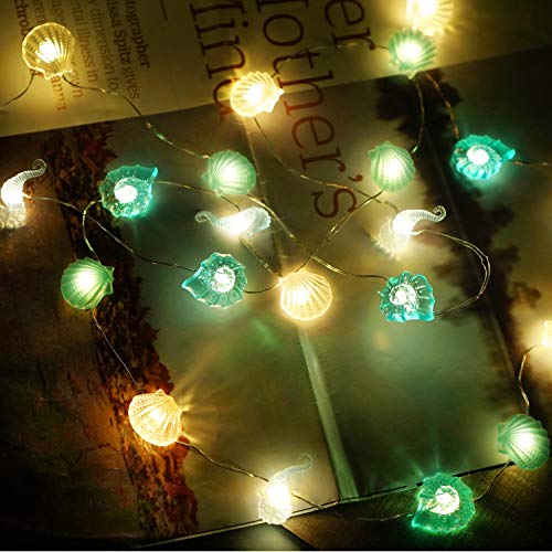 Cynzia Beach Ocean Decor String Lights 40Led 13Ft Usb & Battery Operated Christmas Lights 8 Modes With Timer, Seashell Seahorse Conch Nautical Theme Decorative Light Bedroom, Party, Indoor, Wedding #TOP7
