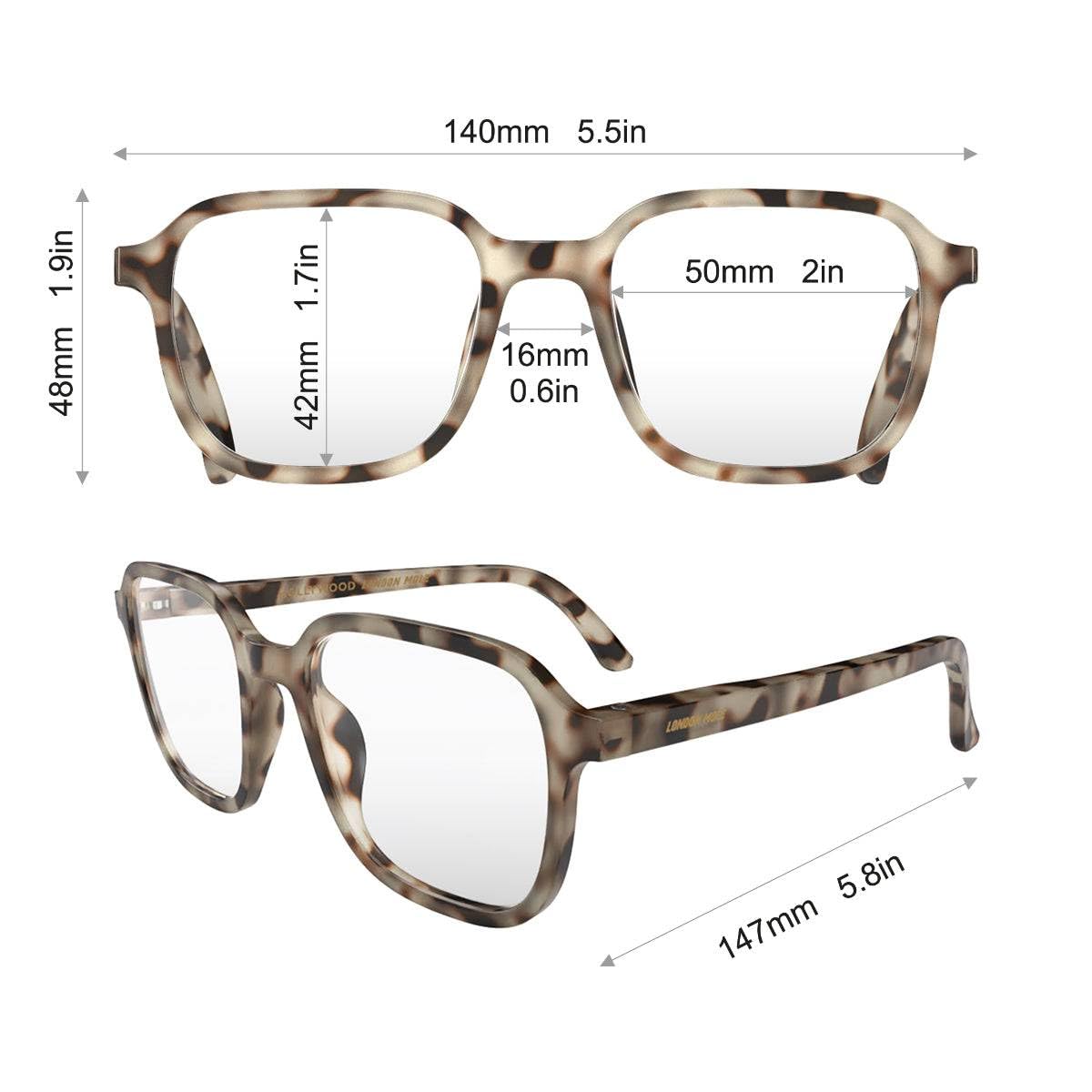 LONDON MOLE® Hollywood gafas bloqueadoras de luz azul | Bloqueadores azules de forma cuadrada | Anti vista cansada para pantallas | Hombre y mujer Unisex | Bisagras de resorte