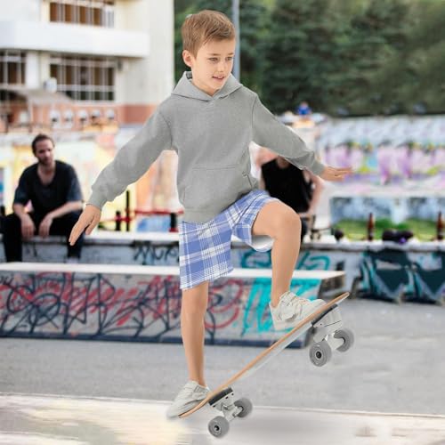 Blue Plaid Athletic Shorts with Zipper Pockets, Youth Boys Athletic Running Shorts for Summer4