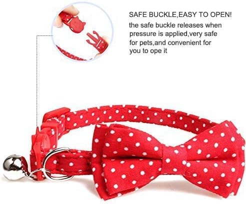DAIXI Cat Collar Breakaway with Bells Adjustable Bow tie Style for Kitten Puppy (red+Black)