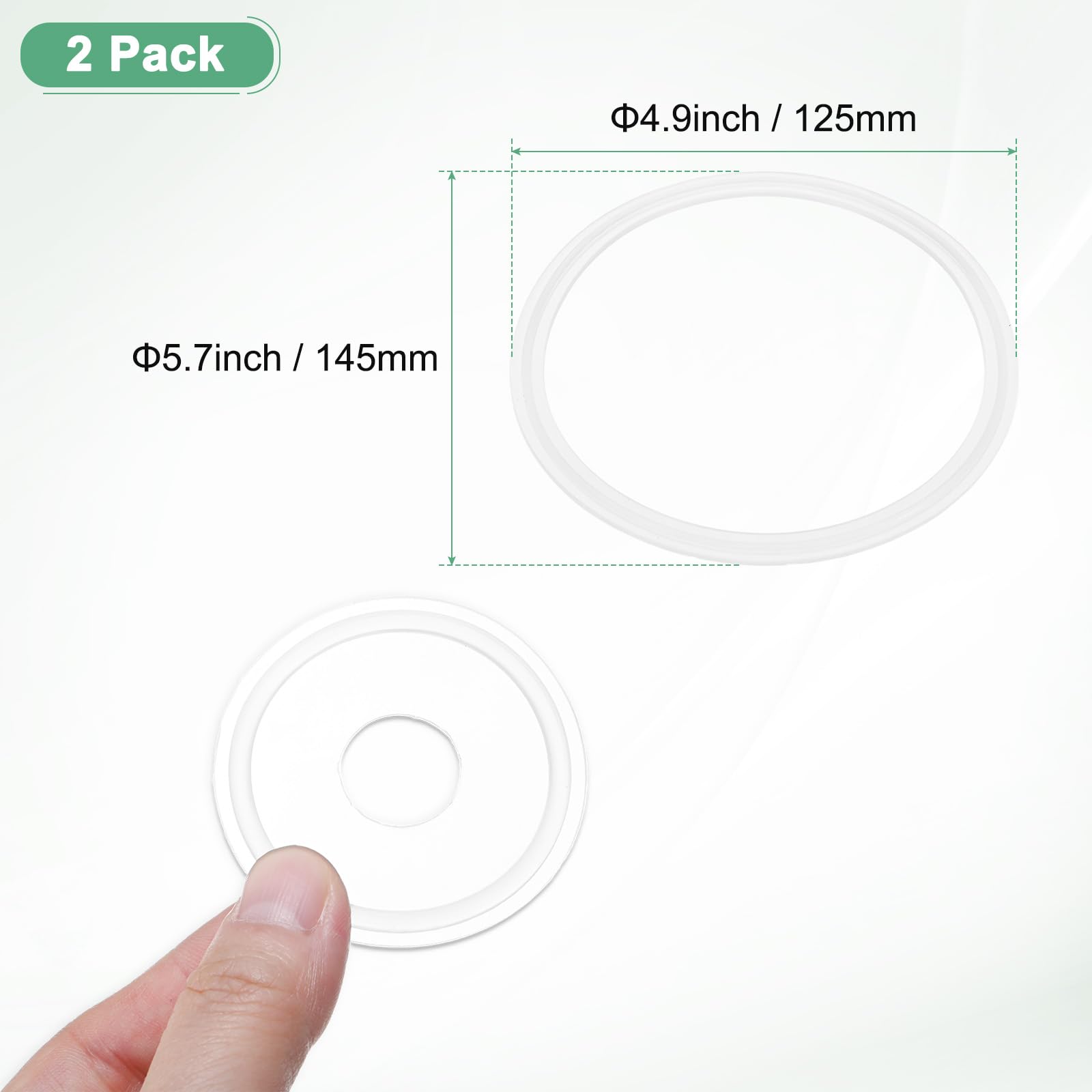 M METERXITY 2-Pack Silicone O-Rings Gasket 4.9 In/125mm O-Rings Seal Gasket Fits for OD 5.7 In/145mm Sanitary Pipe Weld Ferrule/Sink Plug/Bathtub Plug/Sealing Faucets - Image 3