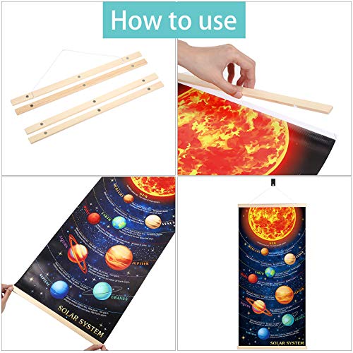 Solar System Print Poster Hanging Educational Planets Wall Decoration Canvas Space Outer Painting Poster For Kids Wall Room Space Theme Decoration, 34 X 16 Inch (Canvas With Frame)  #TOP7