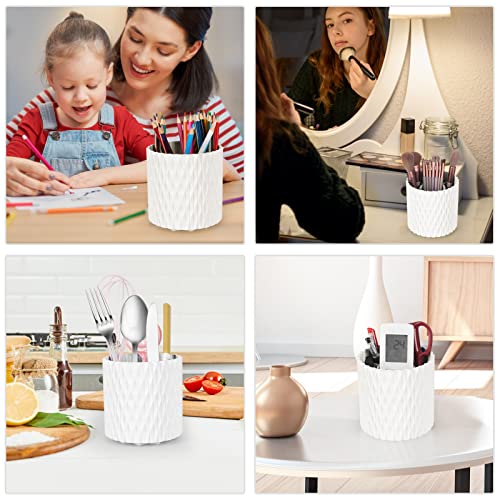 HSSPANFN Makeup Brush Holder Organizer - 360° Rotating, 5-Slot Brush Cup for Cosmetics, Lipsticks, Pens | Vanity & Desk Organizer (White) - Image 7