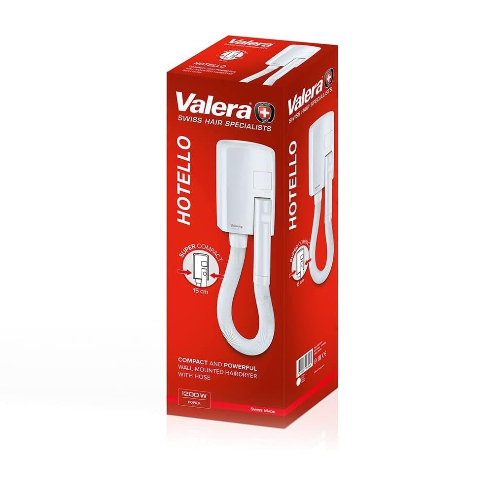 Valera Hotello, asciugacapelli murale a tubo per alberghi e strutture ricettive, compatto e potente, 1200 watt, Bianco