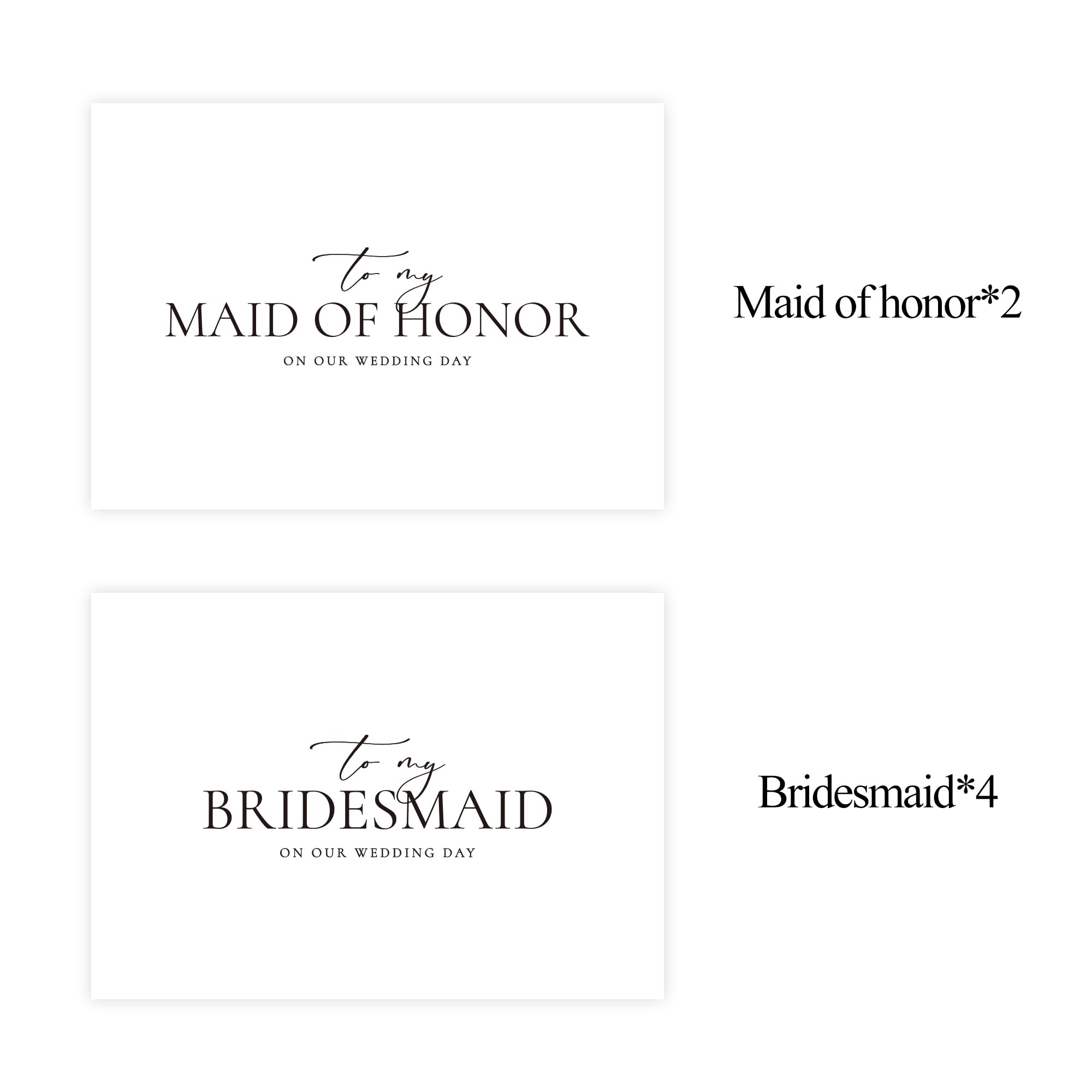 LADY&HOME To My Bridesmaid On My Wedding Day Card 6 pcs Bridesmaid Thank You Cards Wedding Day Bridesmaid Proposal (Black Foil,6 Pack) - Image 3