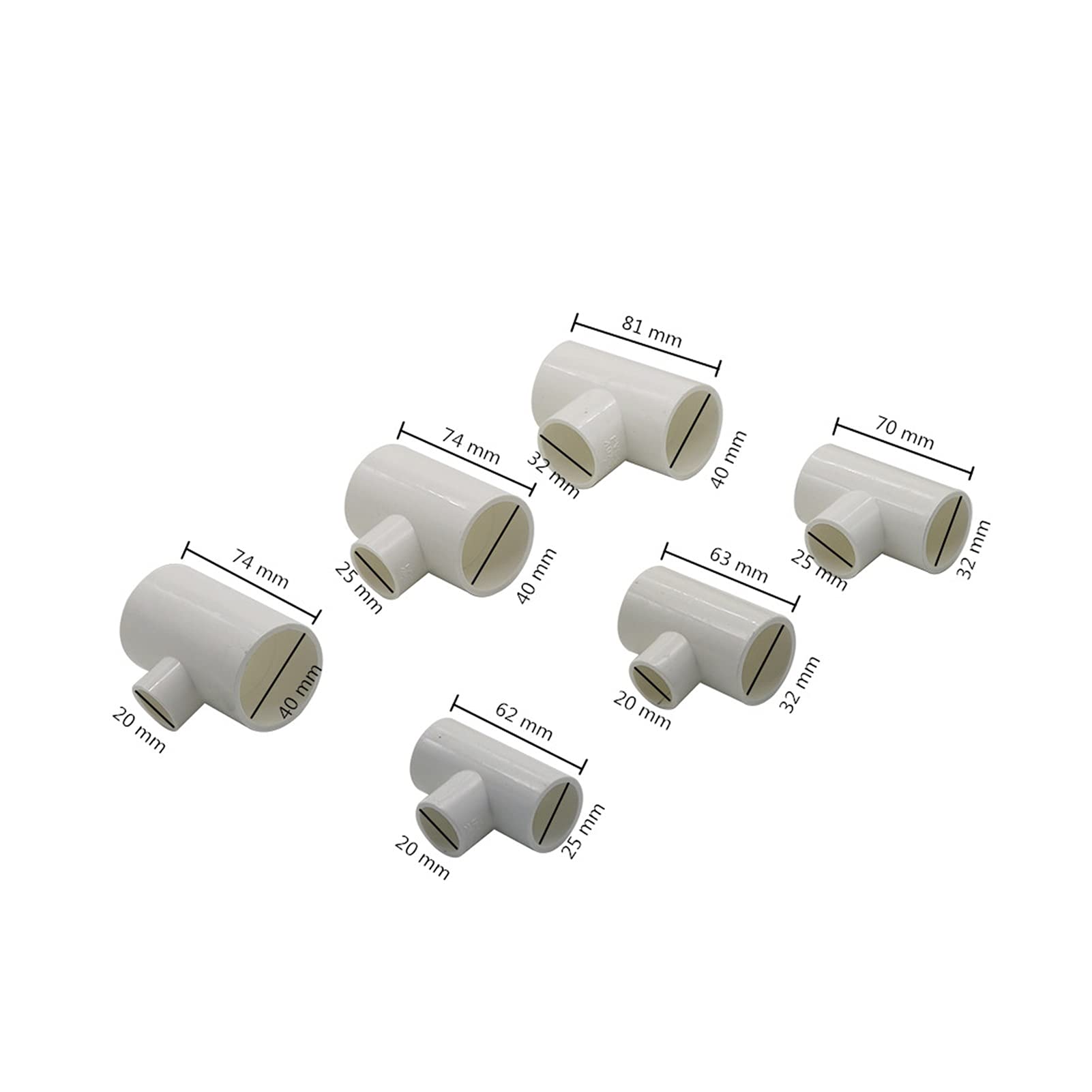 Utility Hose Butt Hose Connector Adapter Garden Irrigation 20/25/32/40Mm Inner Diameter Pvc Reducing Tee Joint Water Supply Fittings Agricultural Greenhouse Watering Pipe Joint/Gold