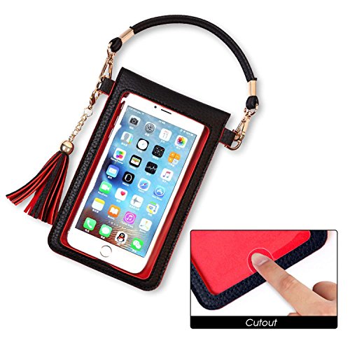 LKZAIY PU Leather Crossbody Bag Mini Phone Pouch with Shoulder Strap for iPhone 8,8 Plus,8 X, 7 Plus, 6S Plus, 6 Plus, 7, 6S, Samsung Note 8,S8, S7 Edge, S6 Edge+, S6, S5, S4, J3, J7