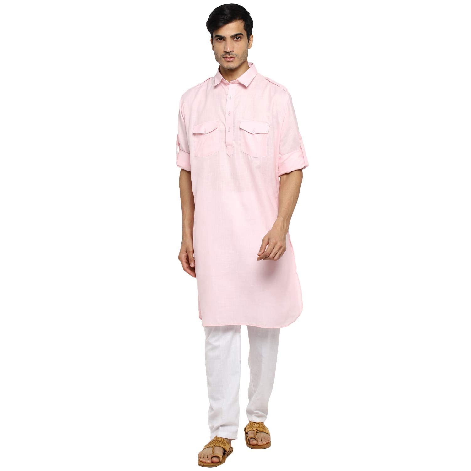 Kurta Pathani en coton anti-transpiration ensemble pyjama rose taille 42 - 2