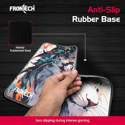 Image of FRONTECH Gaming Mouse Pad | 300mm x 250mm x 2mm | Ultra-Smooth Micro-Textured Surface | Non-Slip Rubber Base | Stitched Edges (MSP-0063 Grey)