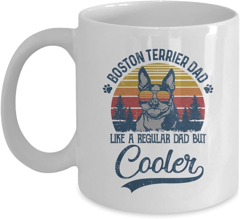 SKY DOT Vintage Boston Terrier Dad Like A Regular Dad But Cooler Funny Tea/Coffee Printed Ceramic Mug, 350ml (Black)
