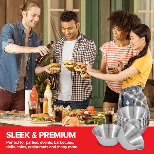 1.5 oz Stainless Steel Condiment Cups (120 Pack), Individual Portion Dipping Sauce Cups, Small Metal Ramekins for Ketchup, Marinara, BBQ Sauce, and More! Reusable Condiment Cups for Restaurants by Stock Your Home - Image 7