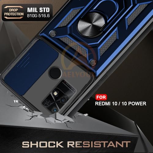 Image of Armor Bumper Back Cover Case for REDMI 10 /10 Power | Rotating Camera Cover, Ring Holder & Kickstand | Heavy Duty & 360 Degree Protection REDMI 10 /10 Power Back Cover (Blue)