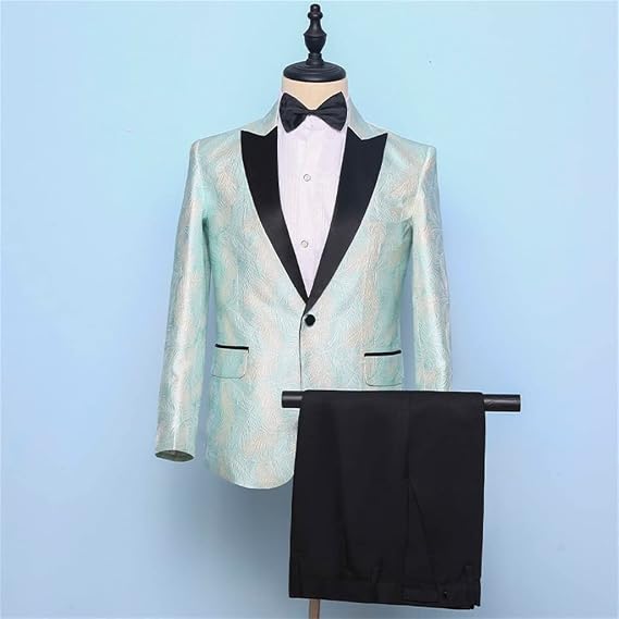 Men's Two-Piece Suit Suit Groom Wedding Dress Best Man Suit Fit Dress Performance Costume(Large)