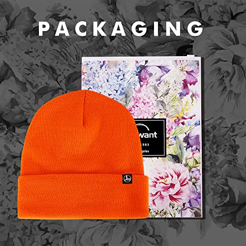Joywant Knit Orange Beanie Hats For Men Slouchy Acrylic Guys Women Winter Hat Skull Caps All Season Cuffed Unisex Beanies (Fluorescent Red) #TOP4
