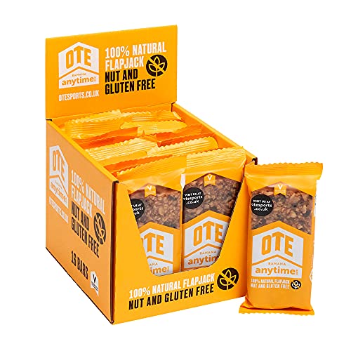 OTE Anytime Bars - Energy Bars for Cycling - Cycling Nutrition Bars - Nut Free Snacks for Running - Endurance Flapjack Bars - Box of 16 x 62g (Banana)