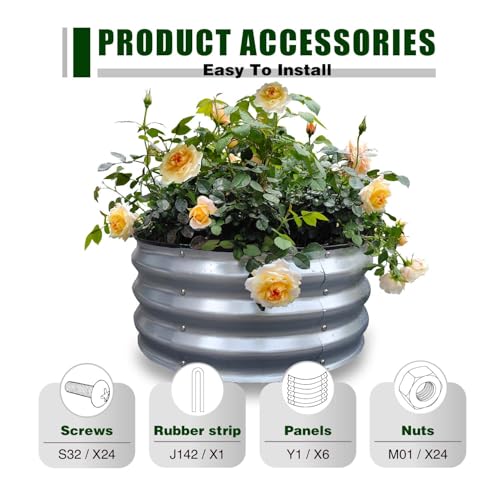 GrowHaus 2x2x1FT Galvanized Raised Garden Bed, Planter Boxes Outdoor Round Metal Garden Beds for Planting Vegetables Flowers Herbs 2 Pack Silver — view 3