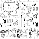 10 Sheets Different Styles Post Malone Face Tattoo Set, Included Post Malone Tattoos and Death Eaters Tattoos, Halloween Post Malone Tattoos Temporary Accessories and Parties