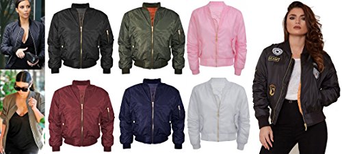 Crazy Girls Womens Celeb Kim Inspired Vintage Zip Up Biker Bomber Jacket