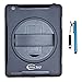 Cellular360 Shockproof Case for iPad 2 iPad 3 iPad 4, Protective and Handy Case with a 360 Degree Rotatable Kickstand and Handle (Black)