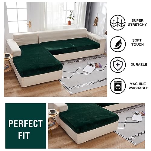 Funda de sofá modular en L de terciopelo premium extraíble verde 5