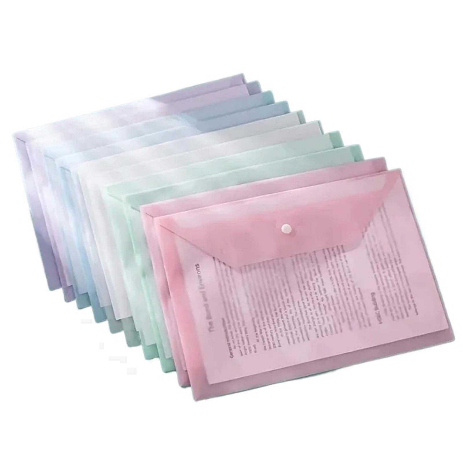 Buste di plastica 36 pezzi Cartelle archiviazione trasparenti riutilizzabili impermeabili A4 con chiusura bottone a pressione for forniture scolastiche, domestiche e for ufficio(Blue)