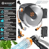 KESSER® Schlauchtrommel mit Gartenschlauch 35m | Wasserschlauchtrommel zur Wandmontage | Wandhalterung | 180° schwenkbar & automatische Aufrollung | Wand-Schlauchbox inkl. 7-Funktionen Handbrause – Ansicht 2