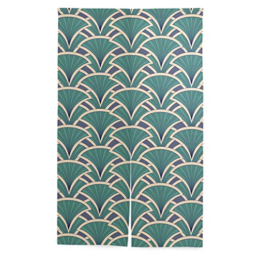 ELIENONO Cortina Japonesa de Puerta,Hoja de Abanico de Ornamento de azulejo geométrico Floral,Tapiz Colgante para Puerta de partición de Sala de Montaje,56.3* 34