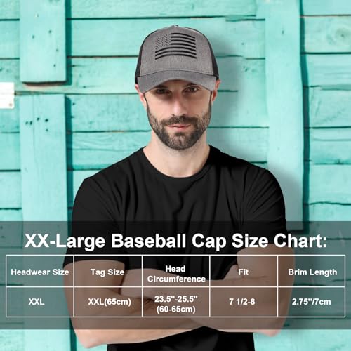 Image of Oversize XXL American Flag Trucker Hat | Big Heads, Adjustable Mesh Snapback, Baseball Cap, 3D Embossed Flag