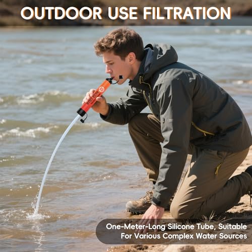 Lormandy Straw Water Filter, Personal Emergency Water Filtration System, Water Purifier, Outdoor Emergency Survival Gear and Equipment for Hiking Camping Accessories Travel Fishing Preparedness (5PCS) - Image 6