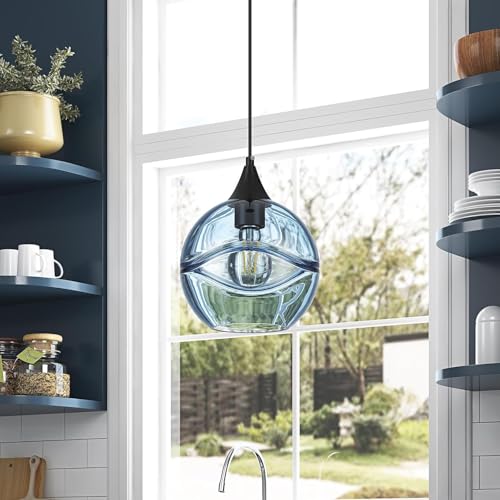 Luminaire pendant îlot cuisine en verre soufflé suspension moderne de 7,8 pouces