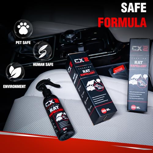 Image of CX2 Rat Repellent Spray for Car Home Office Mouse | Natural Powerful Pest Control Protect Wires in Car Bike Computer | Easy to Use, Non Toxic No Kill Only Repels