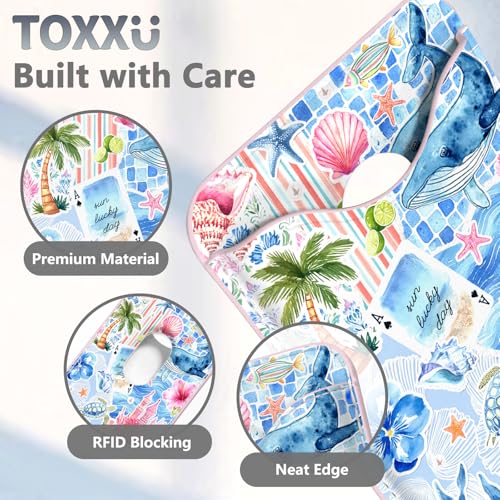 Image of Tropical Magnetic Wallet Compatible with Magsafe Wallets for iPhone 17 /16 /15 /14 /13 /12 Series Pro Max Plus Cute Phone Sea Animals Magnet Fit 3 Cards for Women Lether Mag Safe Ocean Picnic