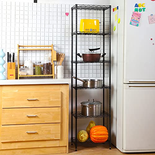 Regiller 6 Wire Shelving Steel Storage Rack Adjustable Unit Shelves For Laundry Bathroom Kitchen Pantry Closet (Black, 16.8L X 11.7W X 63H) #TOP6