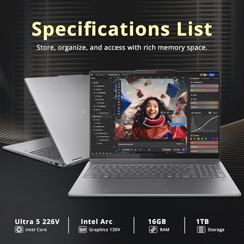 Image of Lenovo Yoga 7i 2-in-1 16 inch 2K Touchscreen Laptop, Intel Ultra 5 226V, 16GB LPDDR5X, 1TB(512GB SSD+512GB Docking Station), Intel Arc Graphics, Backlit Keyboard, Fingerprint, Wi-Fi 7, Win 11 Pro, Gray